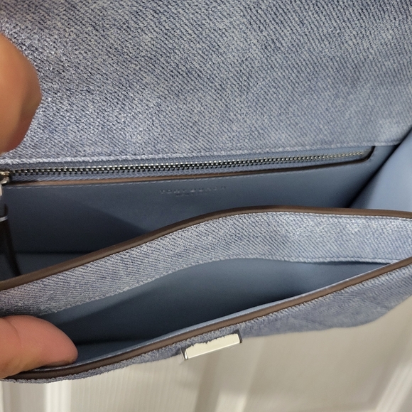 Tory Burch Fleming Denim Print Suede Small Convertible Shoulder Bag - Picture 9 of 15